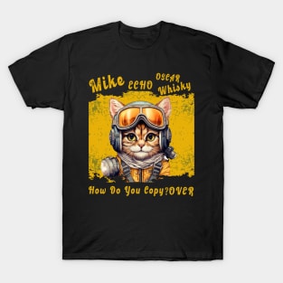 Aviator Cat Pilot Vintage Mike Echo Oscar Whisky How do you copy T-Shirt